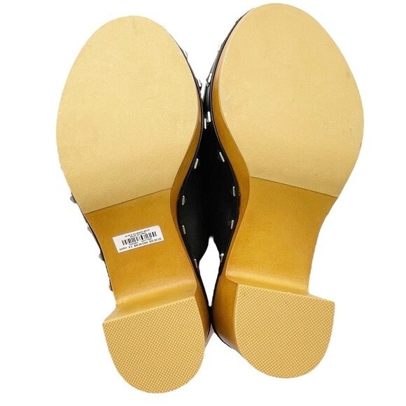 NWT Torrid Platform Studded Black Faux Leather Wooden Heel Mule Size 6.5 WW NEW - Picture 14 of 16